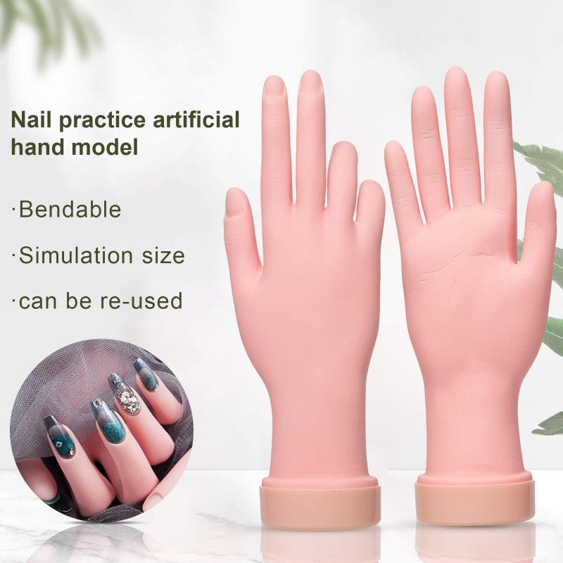 AORAEM Nail Trainning Hand Flexible Soft Practice Plastic Mannequin Hand Nails Tips Art Trainer Manicure Practice Hand Tool - Image 3